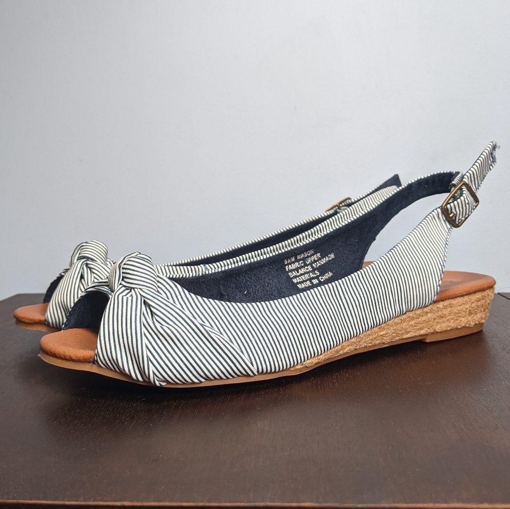 Striped slingback low wedge sandals New Directions